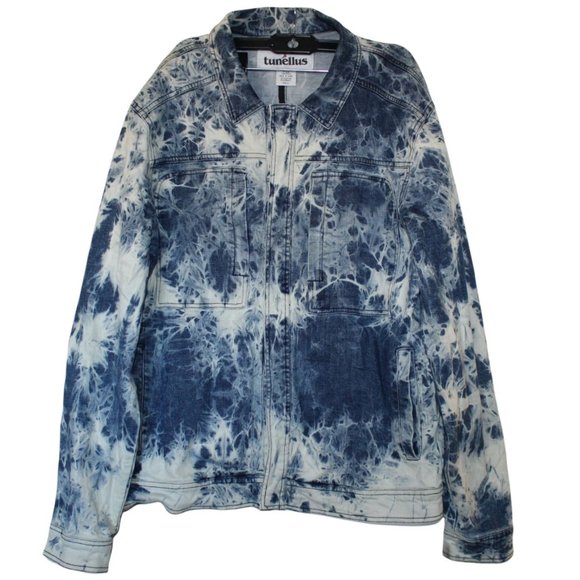 Blue Tunellus Men's Tie Dye Denim Jacket size L - Picture 1 of 12